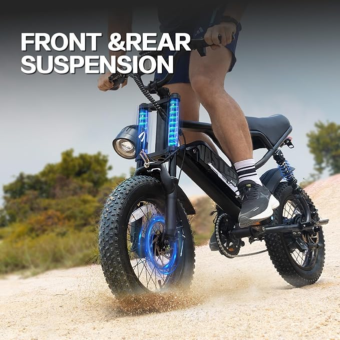 Electric Bike, 16'' Fat Tire eBike for Teens/Adults, 500W E-Bike with 36V/12.8Ah Removable Battery, 22MPH 45 Mile Range Commuting Electric Mountain Bike with Dual Dual Brakes