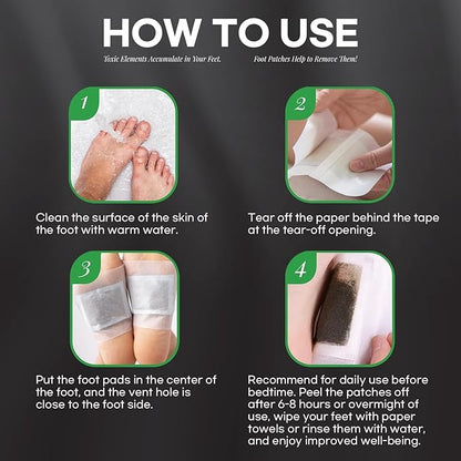 Foot Patches Pads for Deep Cleansing: Feet Patches Bamboo Wood Vinegar Ginger Foot Pads for Promoting Sleeping 20 Packs