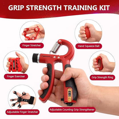 13 PCS Grip Strength Trainer Kit, Hand Gripper Strengthener, Forearm Strengthener, Finger Strengthener, Finger Exerciser, Stress Relief Ball, Forearm Workout Ring for Muscle Building and Injury Recover