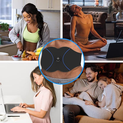 FDA Cleared, ABS Stimulator - EMS Muscle Stimulator, Portable Muscle Training for Abdomen, Abdominal Toning Belt, Fitness Ab Workout Equipment for Women and Men, Black Blue