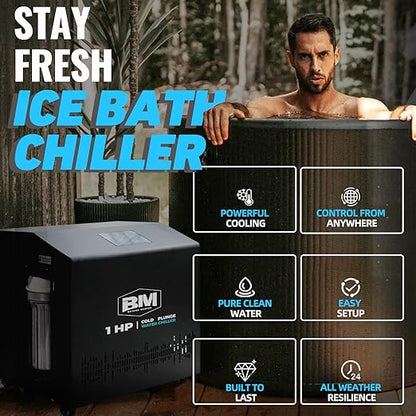 1 HP Water Chiller for Ice Bath Tub, Hot & Cold Mode Machine with Ozone, Dual Filters, Fast Cooling for Recovery and Cold Plunge Therapy