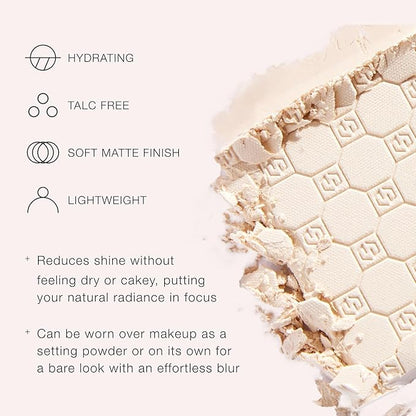 Jouer Soft Focus Hydrate & Setting Powder - Pressed Powder with Matte Finish - Blurring Powder for Fine Lines and Pores - Set Face Makeup Foundation or Concealer - Light