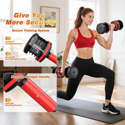 XDDIAS Adjustable Dumbbell Set of 2, 25/55/80LB Dumbbell Set-1Sec Adjustable Weights-5/10 in 1 Free Weights Dumbbells Set with Effortless Tray/No-Slip Handle-Compact Size for Women/Men at Home Gym