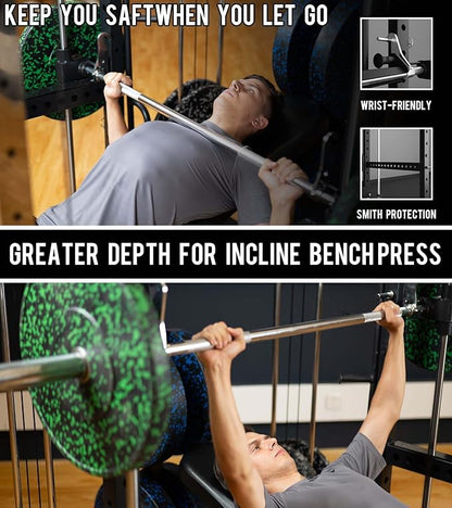 Eonfit E5 Smith Machine with Vertical Leg Press, Power Cage Squat Rack with LAT-Pull Down Cable Crossover Rotating Arms System Home Gym Equipment All in One (E5 RED)