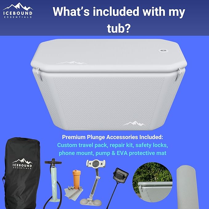 Endurance Cold Plunge 155 Gallon Ice Bath Tub Chiller Compatible Connections Inflatable, Durable, Portable, Insulated Design