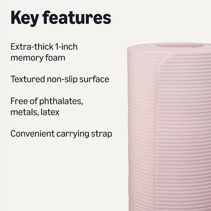 Amazon Basics 1 Inch Extra Thick Workout Exercise Yoga Mat with Carrying Strap