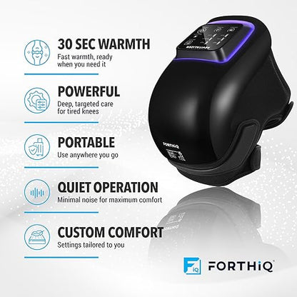 FORTHiQ Knee Massager Pro+ with Heat, Red Light and Vibration, 6-in-1, Dual-Wavelength - Cordless, Portable, Adjustable Straps, Easy to Use, Saves Your Settings
