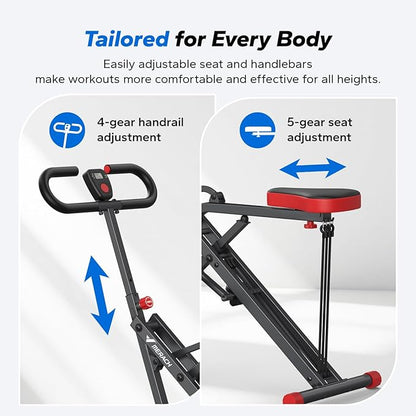 Squat Machine, MERACH R07 2 in 1 Squat Rowing Machine, Easy Setup & Foldable Exercise Equipment, Glute Trainer Machine, Glutes & Leg Home Workout Machine