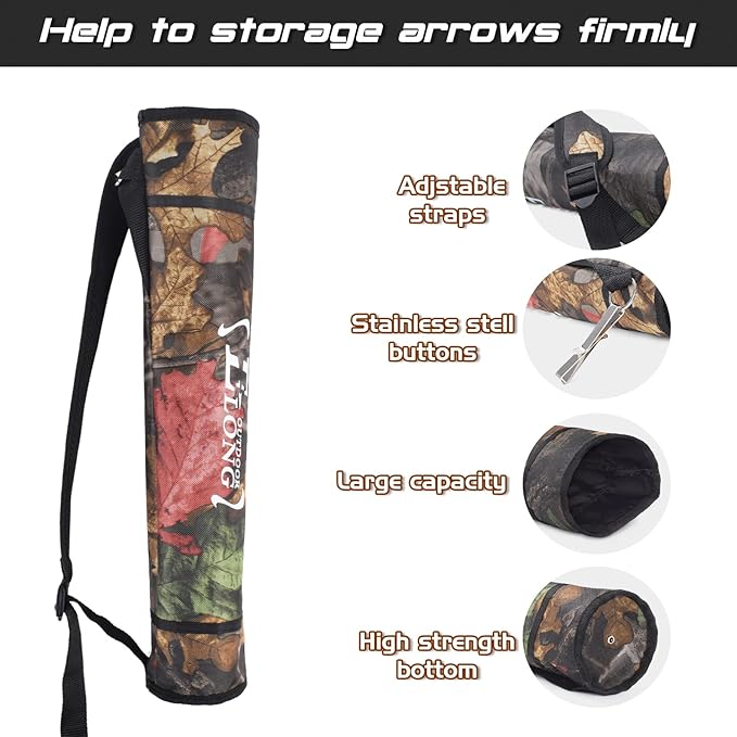 Elong Adjustable Archery Back Arrow Quiver Holder - Upgraded Quiver Arrows for Compound Recurve Bow and Hunting Target Practicing Youth and Adults