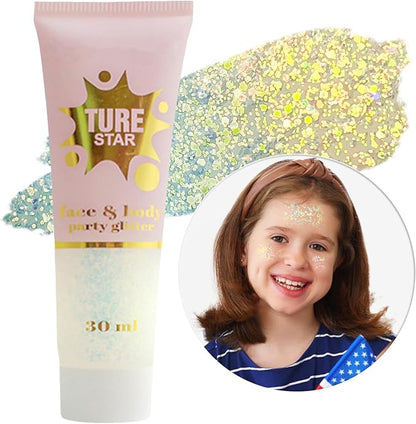 Go Ho Chameleon Gold Body Glitter Gel,Color Changing Mardi Gras Face Glitter,Holographic Fine Chunky Sequins Glitters,Reflective Sparkly Festival Rave Accessories