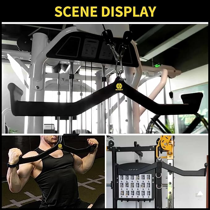 LAT Pulldown Attachment,Back Tricep Bar Strength Training,Handle Grips Lat Pull Down Bar Press Down Exercises,Cable Machine Accessories, Cable Back Attachments for Home Gym