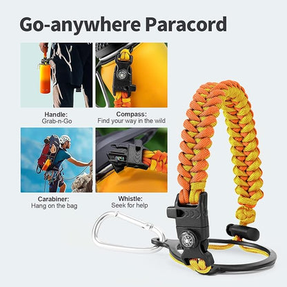 40 oz Insulated Water Bottle with Straw (Cold for 48 Hrs), Stainless Steel Triple Wall Vacuum Sports Water Jug, Leakproof Hydro Cup Flask with Paracord Handle & Straw Spout Lids & DIY Stickers