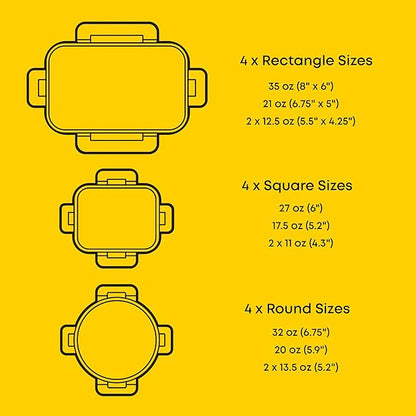 JoyJolt 24pc Borosilicate Glass Storage Containers with Lids | 12 Airtight/Freezer Safe Food Storage Containers for Pantry and Kitchen | Meal Prep Container for Lunch | Glass Tupperware Set