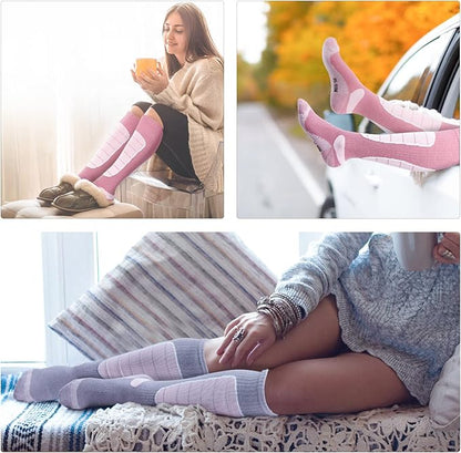 Hylaea Merino Wool Ski Socks, Cold Weather Socks for Snowboarding, Snow, Winter, Thermal Knee-high Warm Socks, Hunting