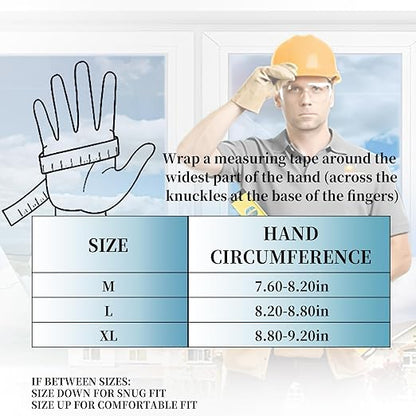 JUMPHIGH Safety Work Gloves, Synthetic Leather Impact-Resistant Heavy Duty Mechanic Gloves, Sensitive Touch Screen, Flexible Grip Gloves for Work (L)