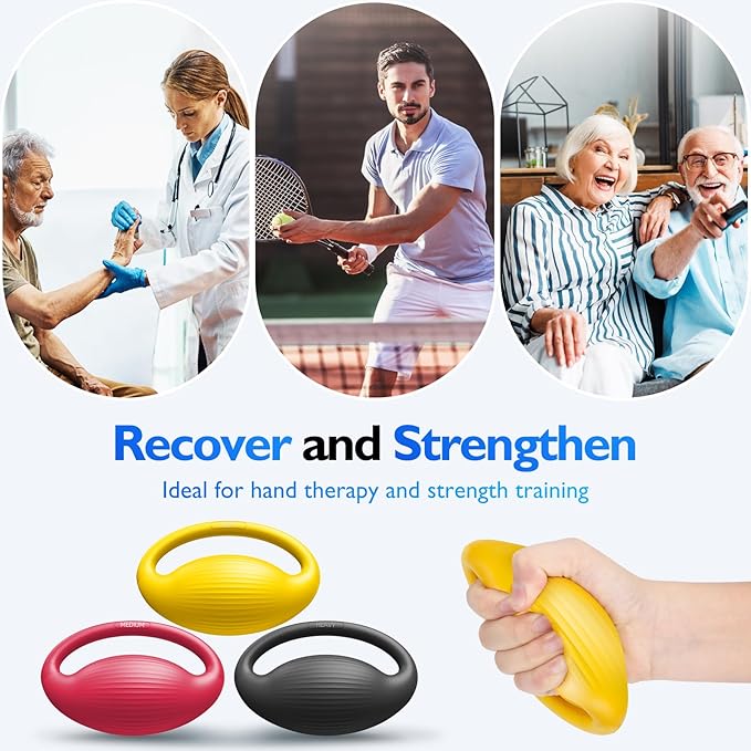 FitBeast Hand Exercise Balls - 3 Resistance Levels Stress Balls for Adults, Squeeze Balls for Hand Therapy, Rehabilitation, Arthritis, Muscle Building