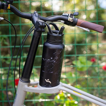 40oz Insulated Water Bottle Stainless Steel Sport Bottles with 3 Lids,Marble Midnight