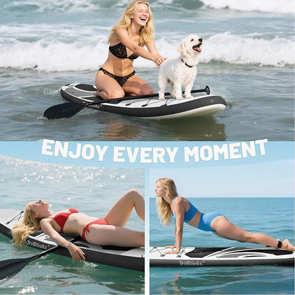 10' Inflatable Stand Up Paddle Board, Ultra-Light Wide Yoga Board for All Skill Levels with Premium SUP Paddleboard Accessories, 84L Waterproof Bag, Non-Slip Comfort Deck for Youth & Adults