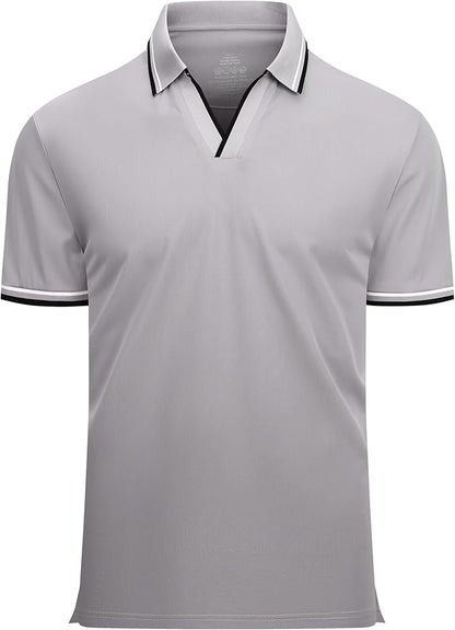 Esabel.C Jacquard Golf Shirts for Men Moisture Wicking Short Sleeve Performance Dry Fit Active Mens Polo Shirts