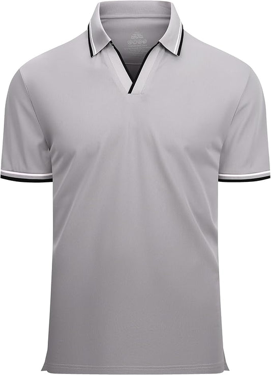 Esabel.C Jacquard Golf Shirts for Men Moisture Wicking Short Sleeve Performance Dry Fit Active Mens Polo Shirts
