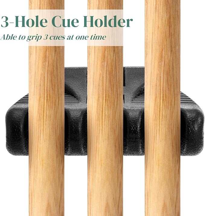 3 Holes Pool Cue Holder, Portable Weighted Pool Stick Holder, Non-slip Cue Rest for Table, Mini Billiard Cue Rack with Chalk Holder