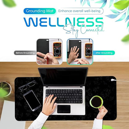 Grounding Mat for Feet, Chair & Yoga | Earthing Grounding Mat for Pain Anxiety Pain Relief, Inflammation | Spacious Grounding Pads for Sleep & Wellness | Includes Grounding Tester, Cable & Mat Tester