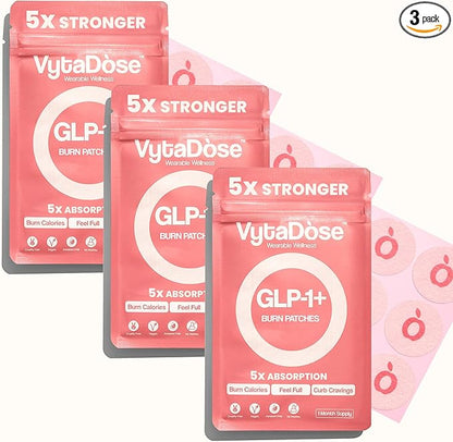 GLP1 Patches | 5X Stronger Formula | 12 Hour Extended Hunger Support | Berberine, Pomegranate, Green Tea, L-Glutamine | New & Improved Kind of GLP-1 Patches | 3 Pack