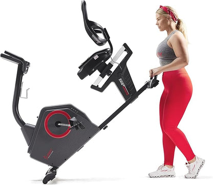 Sunny Health & Fitness Programmable 16 Levels Electro-Magnetic Resistance Recumbent Exercise Bike with 24 Pre-Build Workouts and 300 lbs Weight, Free SunnyFit App Connection for Guided Home Training