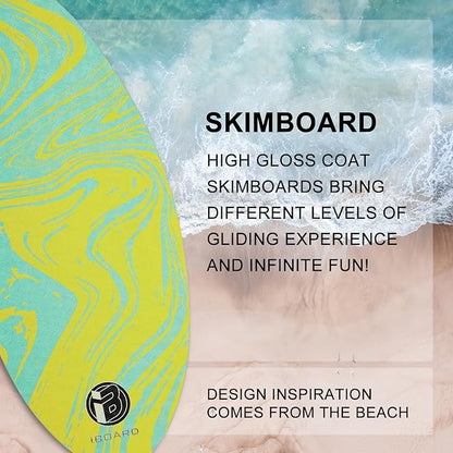 41” Skipper Skimboard with High Gloss Coat Wooden Skim Boards for Beginners, Teenagers and Adults Beach Skimboard 3 Color Traction Pad to Choose