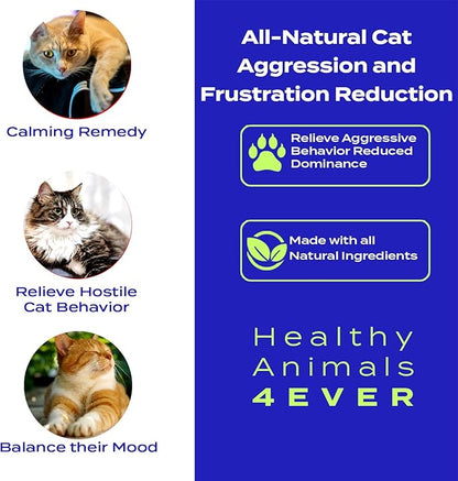 HealthyAnimals4Ever HA4E - Calming Tablets for Stressed and Aggressive Cats - Reduce Cat Aggression & Promote Relaxation - All-Natural, Homeopathic Remedy - 300 Tablets