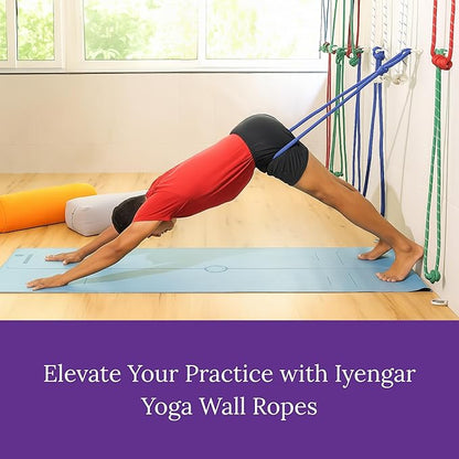 Yogikuti Iyengar Yoga Wall Rope Pair Premium Quality Cotton & Polyester Ropes for Restorative & Anti-Gravity Poses