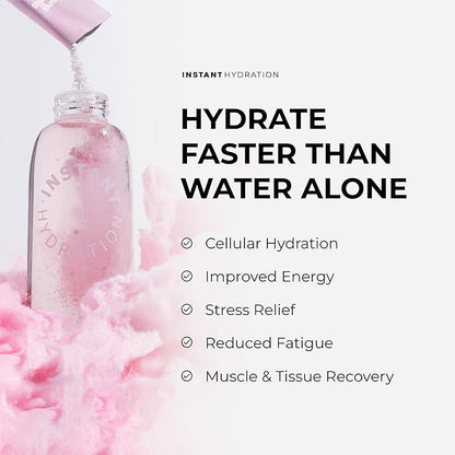 Instant Hydration Electrolytes Powder Packets - Cotton Candy Drink Mix - Zero Sugar - Keto, Vegan, Gluten-Free, Non-GMO - Boost Recovery, Brain Health, Muscle & Tissue Support- 30 Sticks