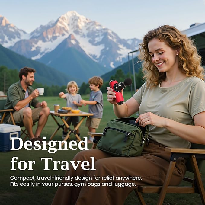 BOB AND BRAD Q2 Mini Massage Gun for Women - Portable Muscle Pain Relief, Powerful Deep Tissue Percussion Massager, Ultra Quiet Handheld Massager, Designed for Travel - Red