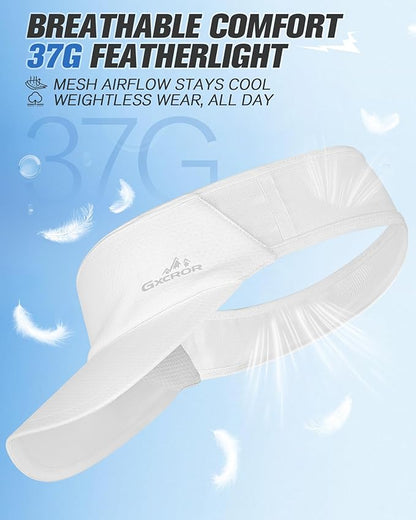 GXCROR Sports Sun Visor Hat Men Women, Lightweight Breathable Quick Dry Sports Sun Hat for Running Golf Tennis
