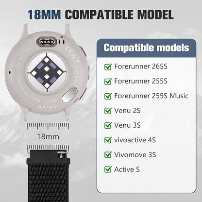 18mm 20mm 22mm Hook and Loop Watch Band Compatible with Garmin Vivoactive 5/ Vivoactive 6/ Vivoactive 3, Soft Nylon Breathable Sport Strap for Venu 2S/ Venu3S/ Forerunner 265s,Venu 3/ Venu 2 Men Women