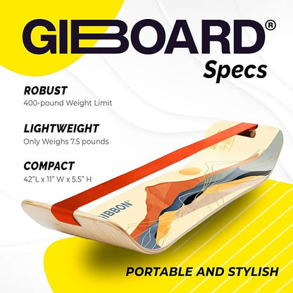 GIBBON SlackBoard - GiBoard Balance Board Kids & Adults - Slackline Balance Trainer - Slack Board Core Workout Equipment Home Gym Training - Standing Desk Exercise - Yoga, Agility, Pilates & More