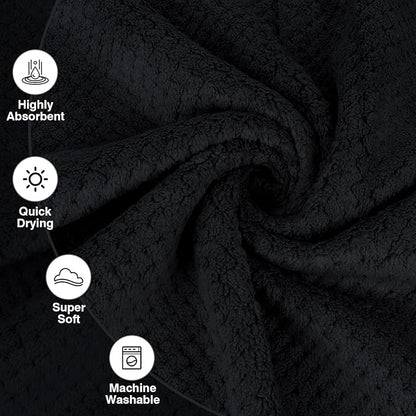 HOMEXCEL Black Gym Towels 6 Packs, (16x27 inches) Highly Absorbent Yoga Towel, Ultra Soft Hand Towels for Daily Use, Fast Drying Microfiber Workout Towels for Gym, Spa, Fitness, Camping, Hotel