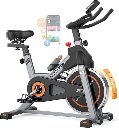 YOSUDA Exercise Bike, Brake Pad Stationary Bike for Home with Exclusive App, Magnetic Indoor Cycling Bike with 300 lb Weight Capacity, Low Noise, Tablet Holder and Fitness Courses for Weight Loss