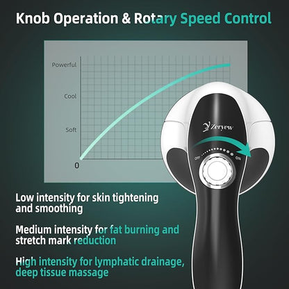 Handheld Cellulite Massager, Body Sculpting Machine, Cellulite Massager Electric Tool, Lymphatic Massage Roller with 8 Rotating Heads & 2 Mesh Caps for Body Shaping & Lymphatic Drainage