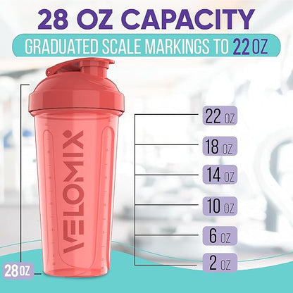 '-2 Pack- 28 oz Protein Shaker Bottles for Protein Mixes - 2x Wire Whisk | Leak Proof Shaker Cups for Protein Shakes | Protein Shaker Bottle Pack (Pink Set)