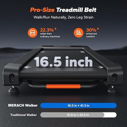 MERACH W50 Walking Pad Treadmills for Home, 12% Auto Incline, 400lbs Capacity, 3.5HP Supper Quiet Brushless, 16.5"x41.3" Spacious Running Belt, Under Desk Treadmill with Remote & LED