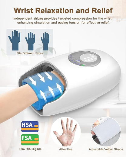 Hand Massager with Heat and Compression : Hand and Wrist Massage with Targeted Palm Roller – Soothing Relief for Stiffness & Fatigue – Gifts for Women & Men