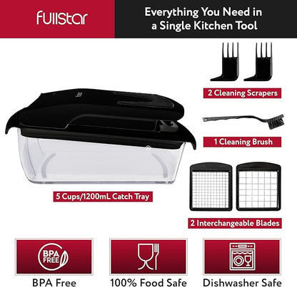 Fullstar The Original Pro Chopper - Vegetable Chopper and Spiralizer, Food Chopper with Container, Fruit Slicer, Kitchen Gadgets & Accessories, Home Essentials (2 in 1, Black)