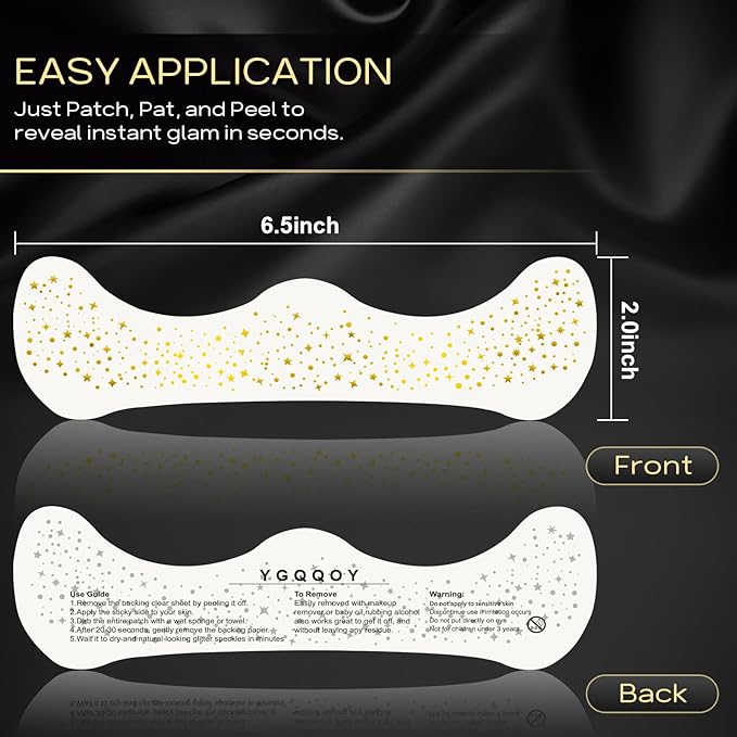 Glitter Freckles Face Tattoo, 20pcs Sparkle Freckles, Gold Face Glitter Speckles