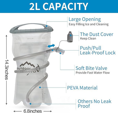 Hydration Pack Backpack, Lightweight Water Backpack with 2L Leakproof Hydration Bladder Daypack for Men Women,Running Hydration Vest for Outdoor Trail