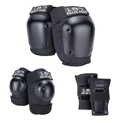 187 Killer Pads Six Pack Pad Set, Elbow Pads, Knee Pads, and Wrist Guards - Ideal for Skateboarding, Roller Skating, and Inline Skating