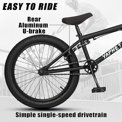 Freestyle BMX Bike, 20 Inch Yaphet Bicycle for Teen Beginner and Adult Riders, Bike with Hi-Ten Steel Frame, Multiple Colors