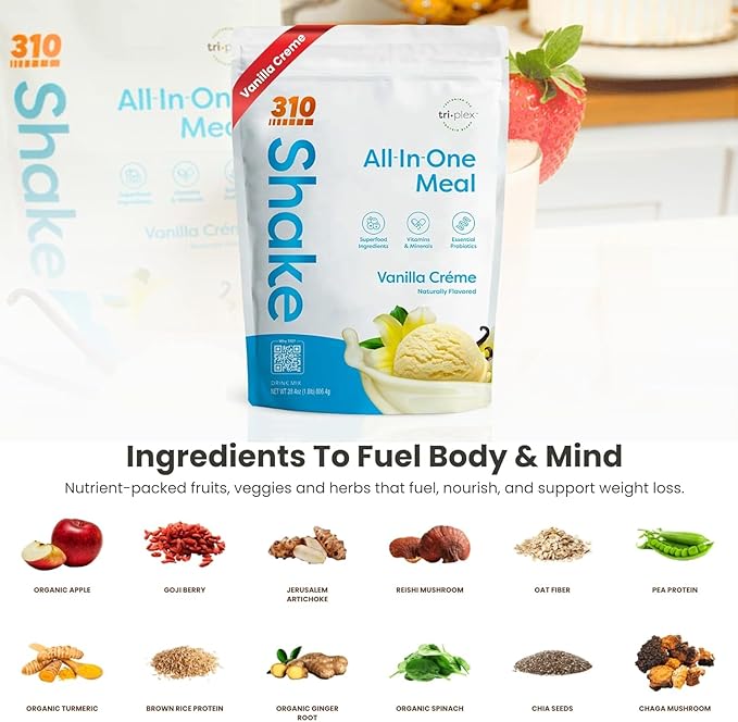 310 Nutrition All In One Meal Replacement Shake Fiber Rich Vegan Superfood Blend Natural Sweeteners Low Carb Shake, Keto & Paleo Friendly Gluten Free 26 Essential Vitamins & Minerals