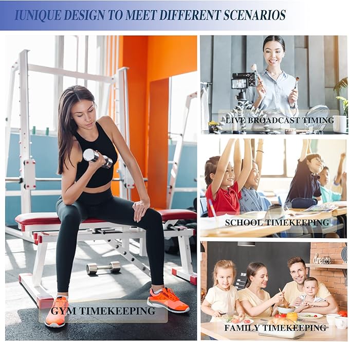 Fitness Timer with Stopwatch Button, Suitable for School/exam/Home Exercise/Gym/Gym SMAHEAT Electronic Fitness Timer (1.5 inch six-bit All-Blue)