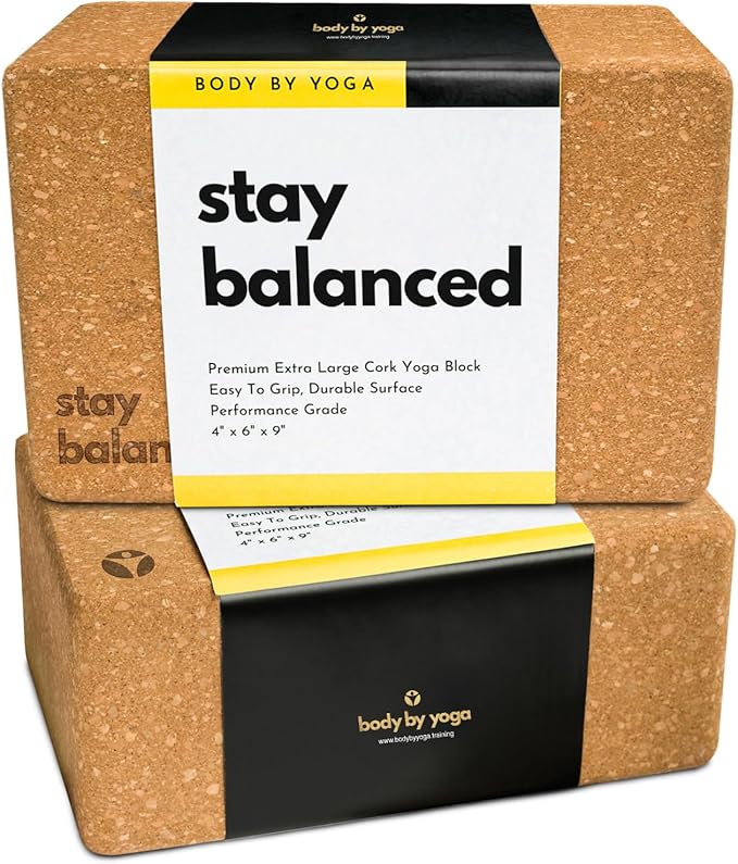 Premium Cork Yoga Blocks - Extra Large Yoga Block 2-Pack or Extra Tall 1-Pack for Inflexible Yogis | Natural, High-Density Cork for Superior Support & Stability | Optional Yoga Strap & Gift Box